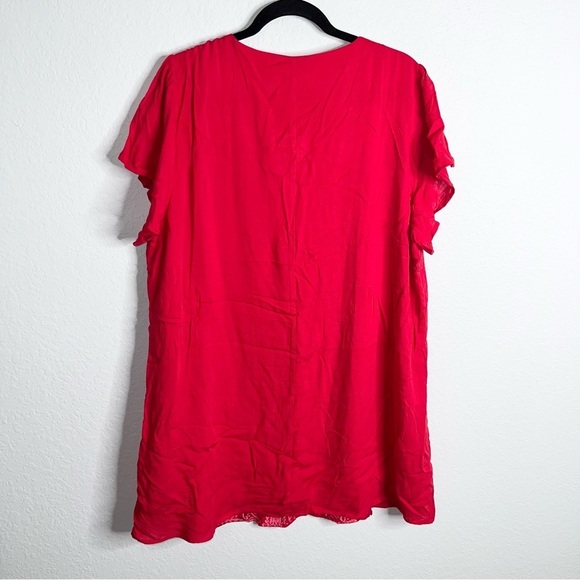 Savanna Jane Dress Women 2X Floral Embroidered Red Sheath Boho V - Picture 2 of 6